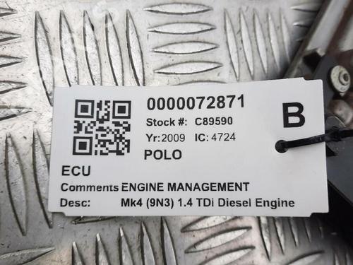 Engine control unit (ECU) VW POLO IV (9N_, 9A_) 1.4 TDI | BP29647620M57 