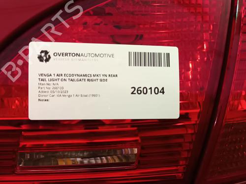 Used Right taillight KIA VENGA (YN) 1.4 CRDi 75 (78 hp) 29652280