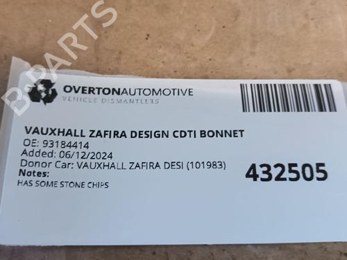 Hood VAUXHALL ZAFIRA Mk II (B) (A05) 1.7 CDTI | BP29668891C1 