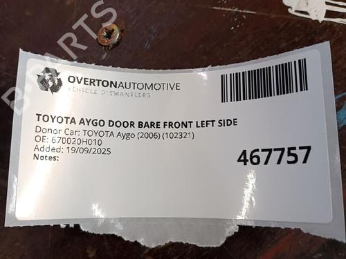 Left front door TOYOTA AYGO (_B1_) 1.0 (KGB10_, KGB10R) | BP29685957C2