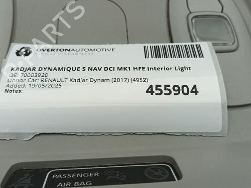Interior roof light RENAULT KADJAR (HA_, HL_) 1.5 dCi 110 (HLA3) | BP29679460I8