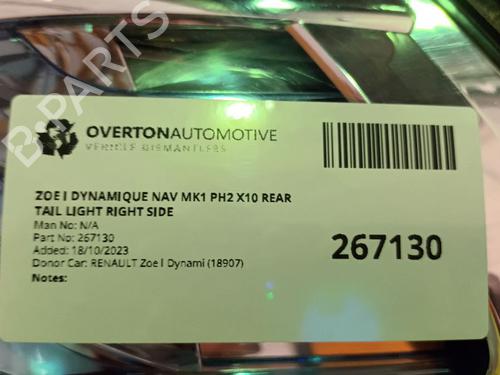 Højre baglygte RENAULT ZOE (BFM_) ZOE | BP29652757C35 