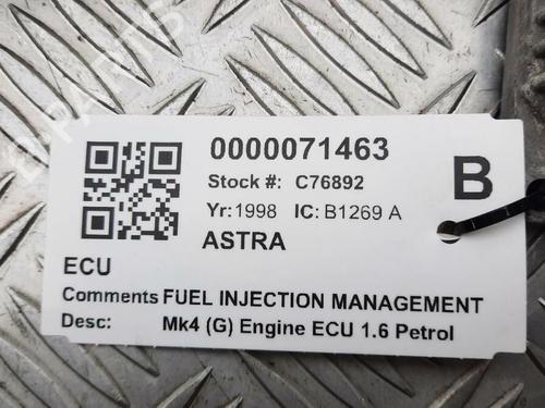 Engine control unit (ECU) VAUXHALL ASTRA Mk IV (G) Estate (T98) 1.6 16V | BP29647706M57