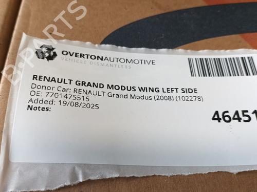 Forkjerm venstre RENAULT MODUS / GRAND MODUS (F/JP0_) 1.2 16V (JP0W) | BP29683708C41 