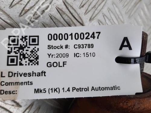 Left front driveshaft VW GOLF VI (5K1) 1.4 TSI | BP29648161M38