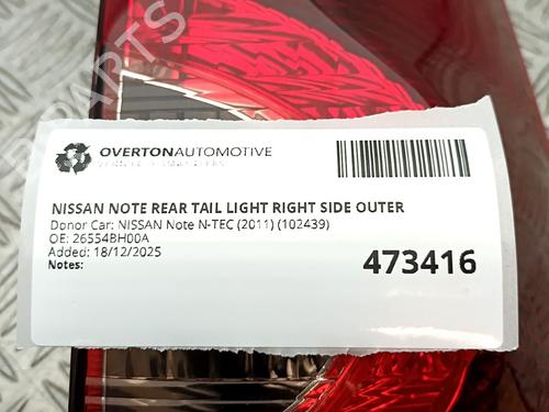Right taillight NISSAN NOTE (E11, NE11) 1.4 | BP31055901C35 