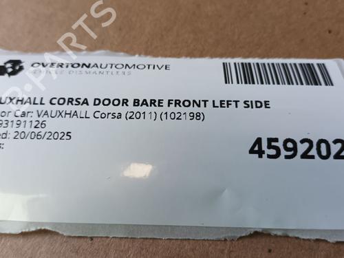 Drzwi przednie lewe VAUXHALL CORSAVAN Mk III (D) Hatchback Van (S07) 1.3 CDTI | BP29680634C2 