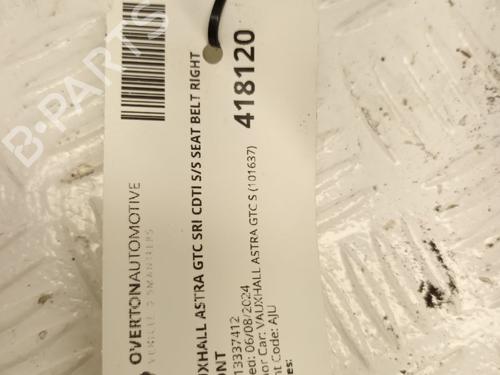 Front right seatbelt VAUXHALL ASTRA Mk VI (J) GTC (P10) 2.0 CDTi | BP29664770I25