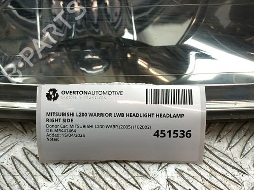 Højre forlygte MITSUBISHI L200 (K7_T, K6_T, K5_T) 2.5 TD 4WD (K74T) | BP29677554C29 