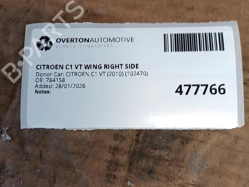 Right front fenders CITROËN C1 (PM_, PN_) 1.0 | BP32038958C42 