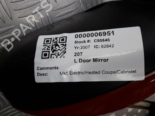 Left mirror PEUGEOT 207 CC (WD_) 1.6 16V | BP29645618C26 