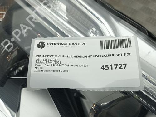 Right headlight PEUGEOT 2008 I Van (CU_) BlueHDi 120 (CUYHXK) | BP29677664C29