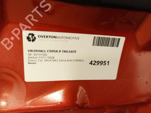 Tailgate VAUXHALL CORSA Mk III (D) (S07) 1.2 i 16V (L08) | BP29667878C6