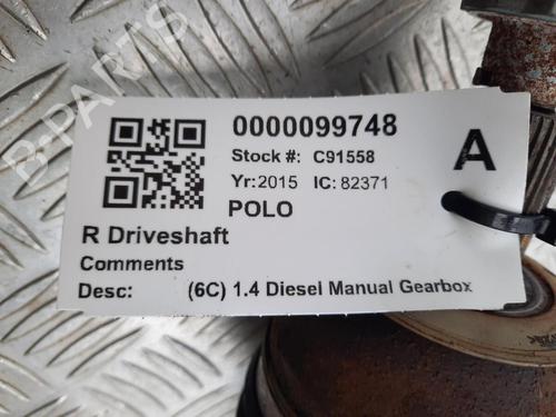 Right front driveshaft VW POLO V (6R1, 6C1) 1.4 TDI | BP29648138M39