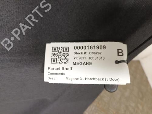 Rear parcel shelf RENAULT MEGANE III Hatchback (BZ0/1_, B3_) 1.9 dCi (BZ0N, BZ0J) | BP29649388C85