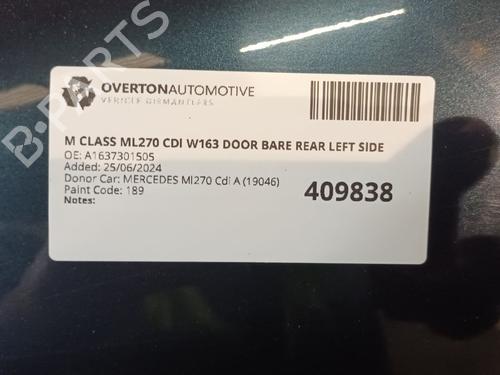 Left rear door MERCEDES-BENZ M-CLASS (W163) ML 270 CDI (163.113) | BP29662773C4