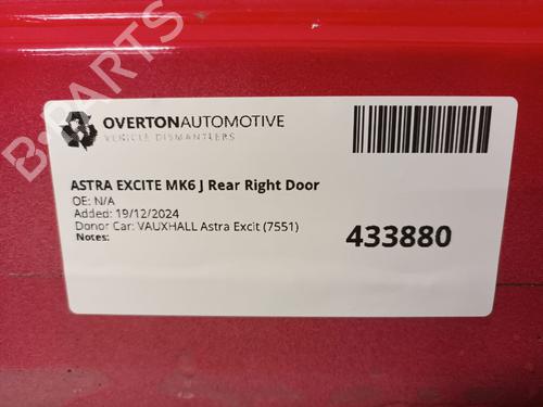 Dør højre bagtil VAUXHALL ASTRA Mk VI (J) (P10) 1.4 | BP29669447C5 