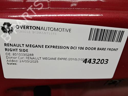Right front door RENAULT MEGANE III Coupe (DZ0/1_) 2.0 TCe (DZ1N) | BP29673650C3