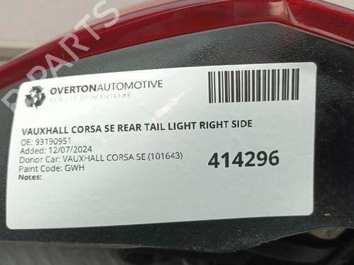 Right taillight VAUXHALL CORSA Mk III (D) (S07) 1.2 i 16V (L08) | BP29663695C35