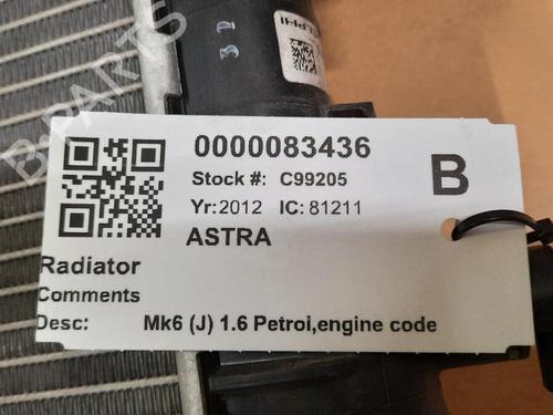 Water radiator VAUXHALL ASTRA Mk VI (J) (P10) 1.6 | BP29647885M31