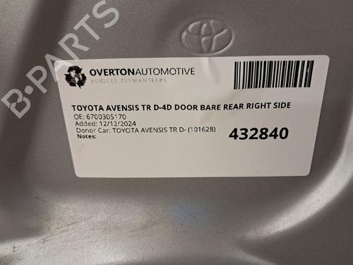 Right rear door TOYOTA AVENSIS Saloon (_T27_) 2.0 D-4D (ADT270_, ADT270R) | BP29668974C5 