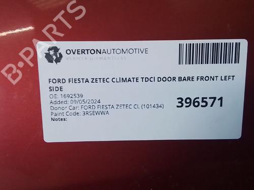 Left front door FORD FIESTA V (JH_, JD_) 1.4 TDCi | BP29661088C2 