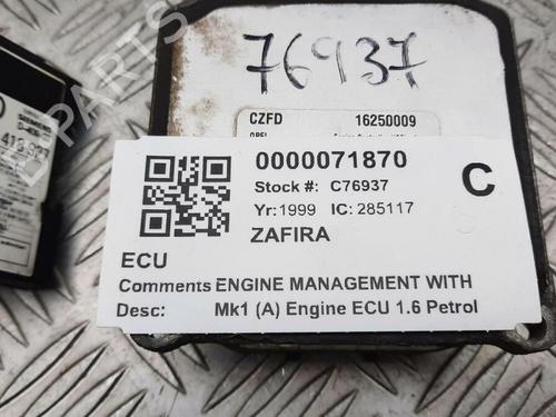 Computer motormanagement VAUXHALL ZAFIRA A (T98) 1.6 16V | BP29647600M57