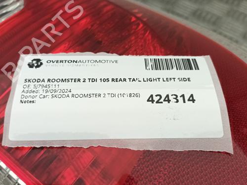 Left taillight SKODA ROOMSTER (5J7) 1.9 TDI | BP29666387C34 