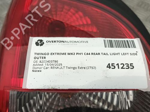 Left taillight RENAULT TWINGO II (CN0_) 1.2 Turbo (CN0C, CN0F) | BP29677331C34