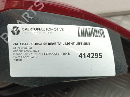 Left taillight VAUXHALL CORSA Mk III (D) (S07) 1.2 i 16V (L08) | BP29663694C34 