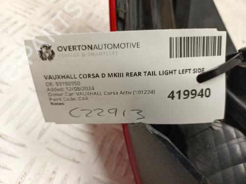 Venstre baglygte VAUXHALL CORSAVAN Mk III (D) Hatchback Van (S07) 1.3 CDTI | BP29665422C34