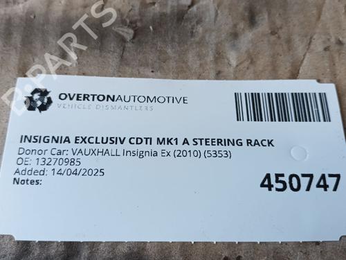 Crémaillère de direction VAUXHALL INSIGNIA Mk I (A) Hatchback (G09) 2.0 CDTI (68) | BP29677061M22 