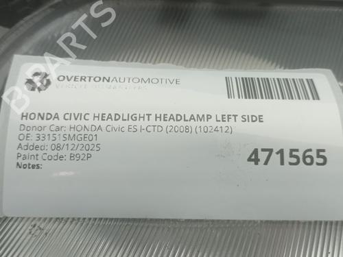 Left headlight HONDA CIVIC VIII Hatchback (FN, FK) 2.2 CTDi (FK3) | BP31912378C28 
