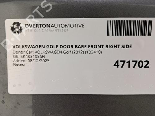 Right front door VW GOLF VI (5K1) 1.6 MultiFuel | BP30825487C3 