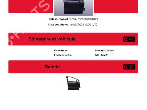 Right front door PEUGEOT 3008 I MPV (0U_) 1.6 HDi | BP28813498C3 