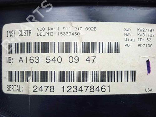 Instrument cluster MERCEDES-BENZ M-CLASS (W163)  | BP12210530C47 