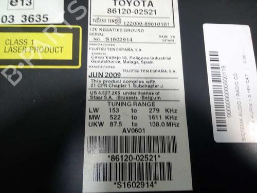 Radio TOYOTA AURIS (_E15_)  | BP5735470E6 