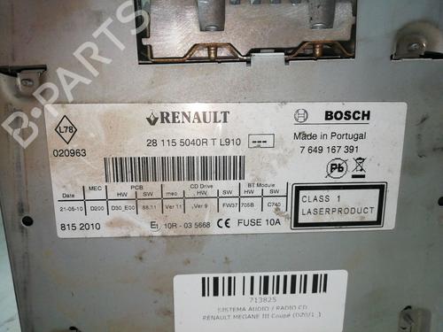 Radio RENAULT MEGANE III Coupe (DZ0/1_) 1.5 dCi (DZ0B) | BP28817949E6 