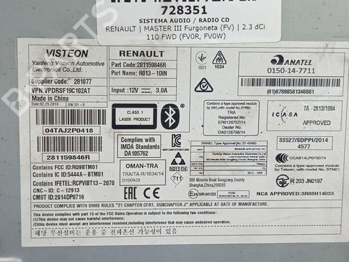 Radio RENAULT MASTER III Van (FV)  | BP28817971E6