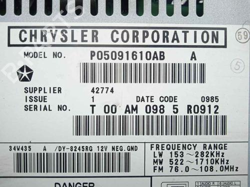 Bilradio CHRYSLER VOYAGER IV (RG, RS) 2.8 CRD | BP28691013E6 