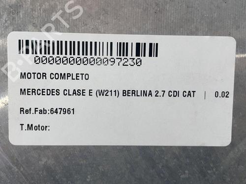 Engine MERCEDES-BENZ E-CLASS (W211)  | BP31684524M1 