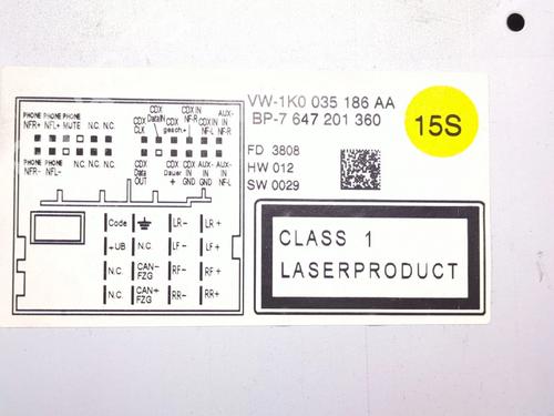 Radio VW GOLF VI (5K1)  | BP29329766E6 