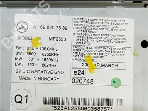 Radio MERCEDES-BENZ B-CLASS Sports Tourer (W245) B 160 (245.231) | BP23908918E6 