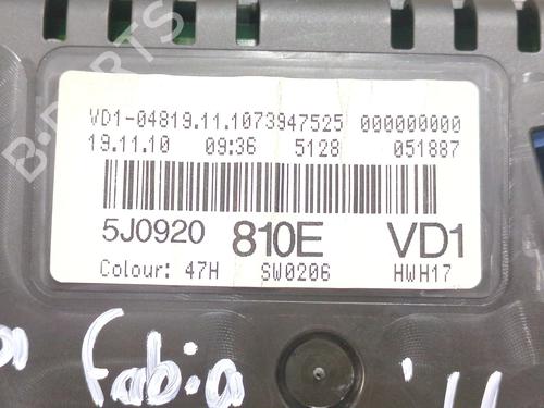 Instrument cluster SKODA FABIA II (542) 1.2 | BP27806542C47 