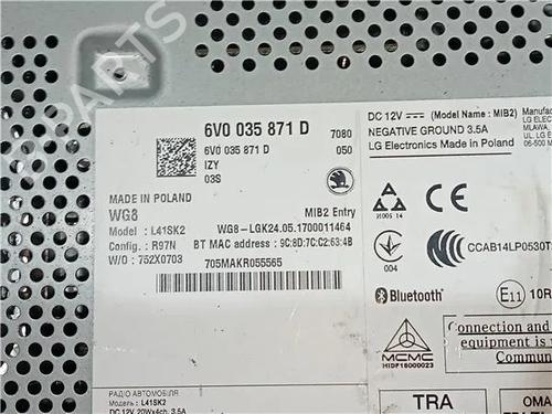 Radio SKODA FABIA III (NJ3) 1.0 | BP23924200E6 
