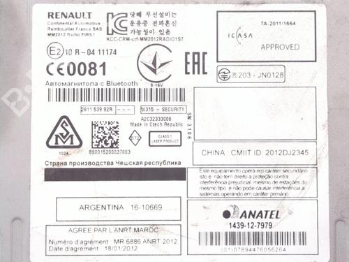 Radio RENAULT MEGANE III Hatchback (BZ0/1_, B3_)  | BP27859582E6 