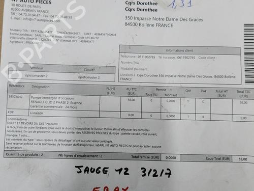 Fuel pump RENAULT CLIO II (BB_, CB_) 1.4 16V (B/CB0P, BB13) | BP23692765M76 