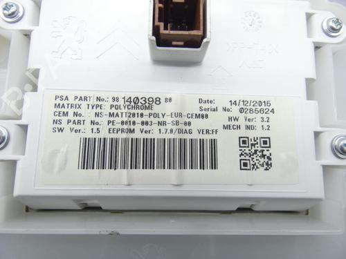 Used Instrument cluster PEUGEOT 208 I (CA_, CC_) 1.6 BlueHDi 100 (100 hp) 23697779