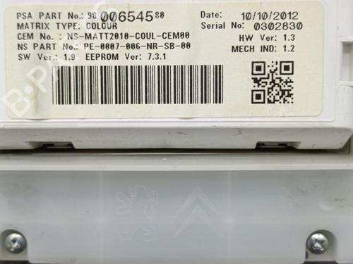 Instrument cluster PEUGEOT 208 I (CA_, CC_) 1.6 HDi | BP23707392C47 