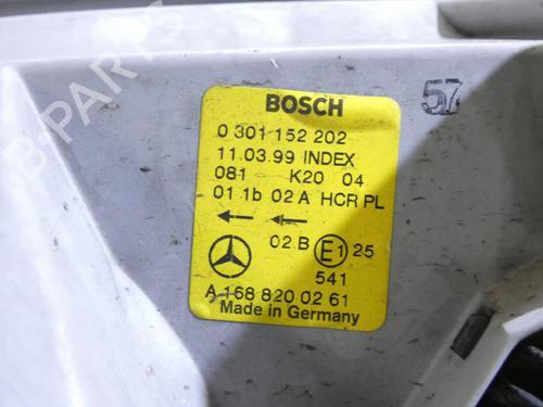 Used Right headlight Right headlight MERCEDES-BENZ A-CLASS (W168) A 160 (168.033, 168.133) (102 hp) 23698809 23698809